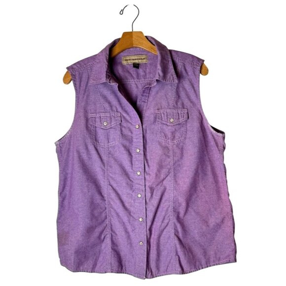 Bit & Bridle Shirt Women Large Purple Collared Floral Button Down Equestrian - Picture 1 of 11